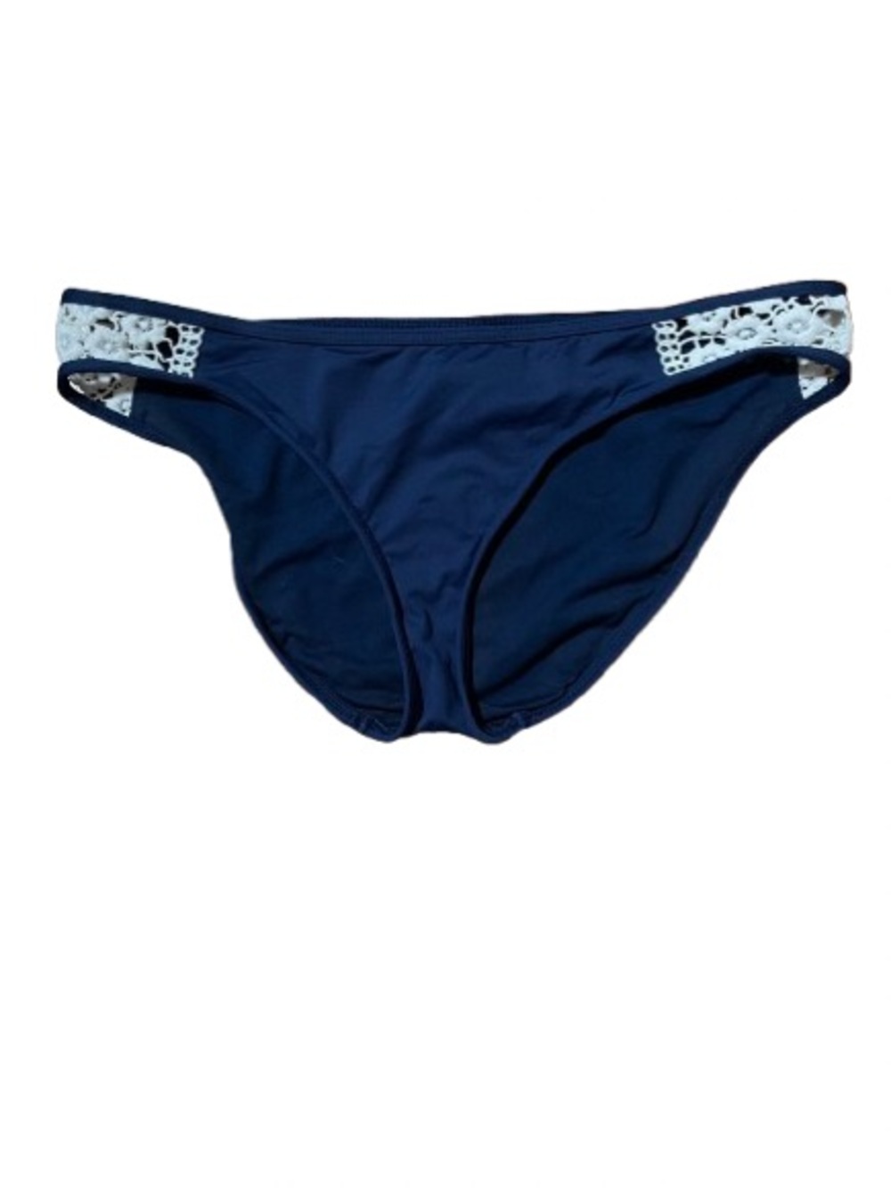 Lucky Brand Navy Crochet-Trim Bikini Bottom - Women Swim Size Medium